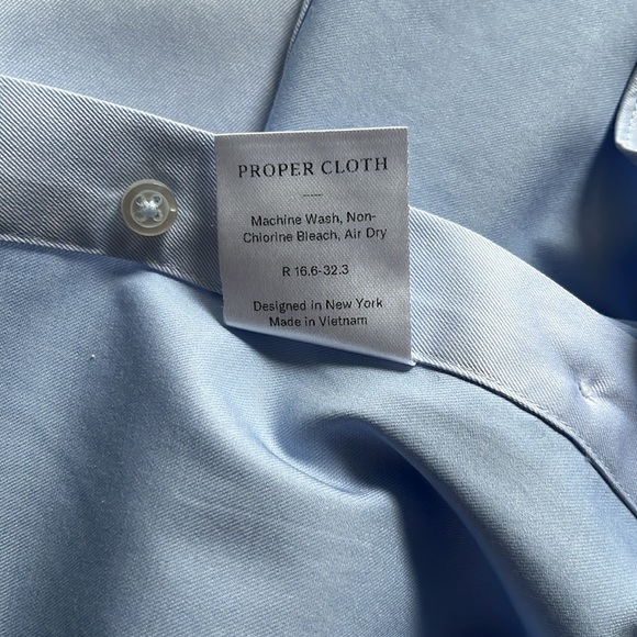 Proper Cloth Non-Iron Stretch Supima Light Blue Twill Dress Shirt - Custom Size - Picture 5 of 9